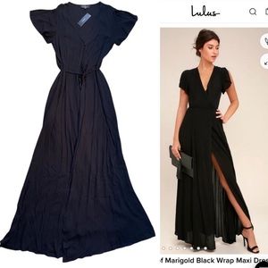 NWT Lulus Heart of Gold Black Maxi Dress